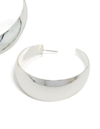 Crafted from silver plated smooth thick hoop earrings with closure post detail view - link has visual effect only