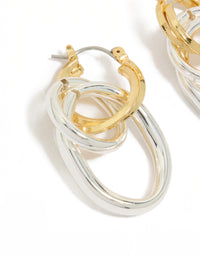 Mixed Metal Plated  Double Link Illusion Hoop Earrings - link has visual effect only