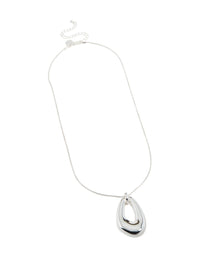 Featuring a long organic pendant necklace with plated material in a polished finish front view - link has visual effect only