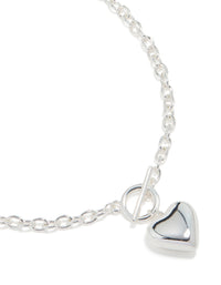 Silver Plated Heart Charm Fob Necklace - link has visual effect only