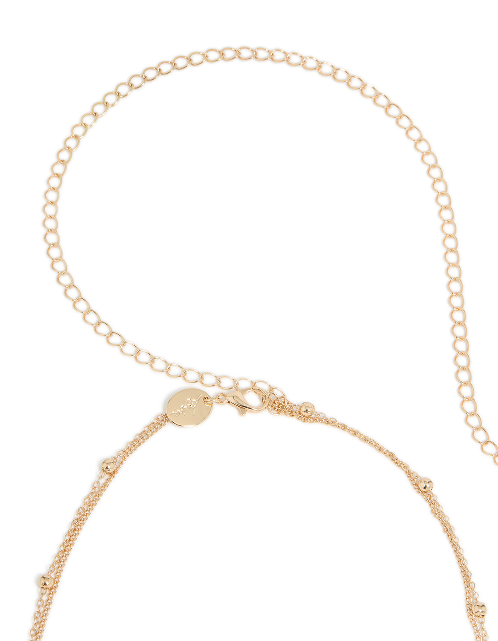 Designed with a gold ball and shell charm layered waist chain featuring pearl accents, embellished detailing, and ocean-inspired elements in closure detail view