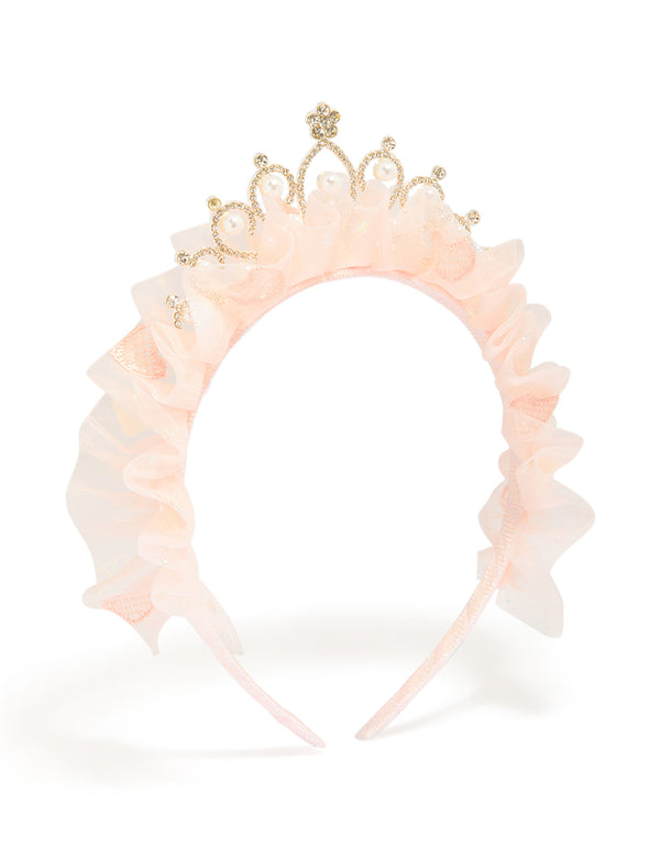Kids Pink Ballerina Tutu Frill Tiara Headband