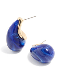 Gold Lovely Blue Pear Drop Earrings - link has visual effect only