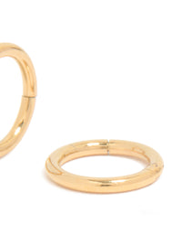 Crafted from gold plated surgical steel 6mm thick sleeper earrings with chunky dainty hoop closure post detail view - link has visual effect only