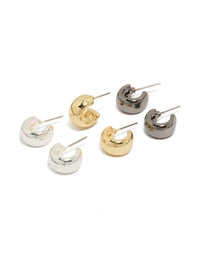 Mixed Metal  Plated Small Round Open Hoop Earrings 3-Pack - link has visual effect only