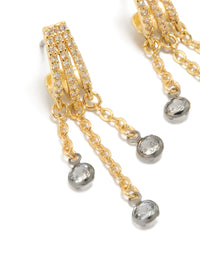 Mixed Metal Plated Cubic Zirconia Illusion Hoop Chain Drop Earrings - link has visual effect only