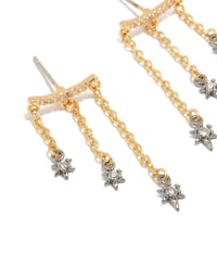 Mixed Metal Plated Cubic Zirconia Star Chain Earrings - link has visual effect only