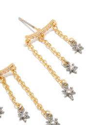 Mixed Metal Plated Cubic Zirconia Star Chain Earrings - link has visual effect only