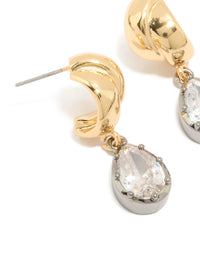 Mixed Metal Plated  Cubic Zirconia Knot Teardrop Earrings - link has visual effect only