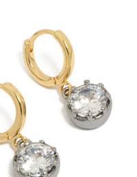 Mixed Metal Plated Cubic Zirconia Huggie Drop Earrings - link has visual effect only