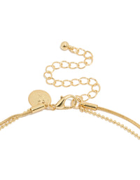 Gold Plated Cubic Zirconia Mini Oval & Droplets Charm Necklaces 2-Pack - link has visual effect only