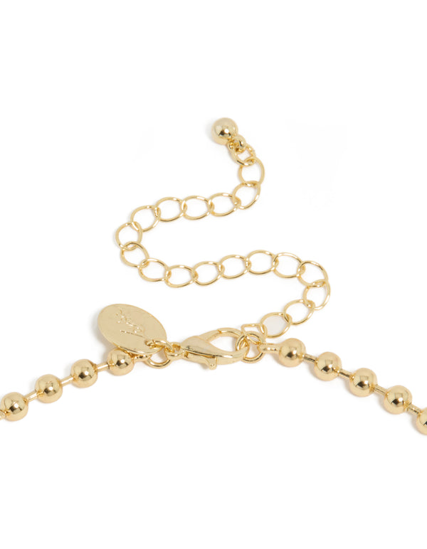 Detailed view of gold plated double cubic zirconia teardrop pendant necklace clasp detail view