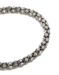 Stunning mixed metal plated diamante fireball chain bracelet with cubic zirconia in silver and gold close up view - link has visual effect only