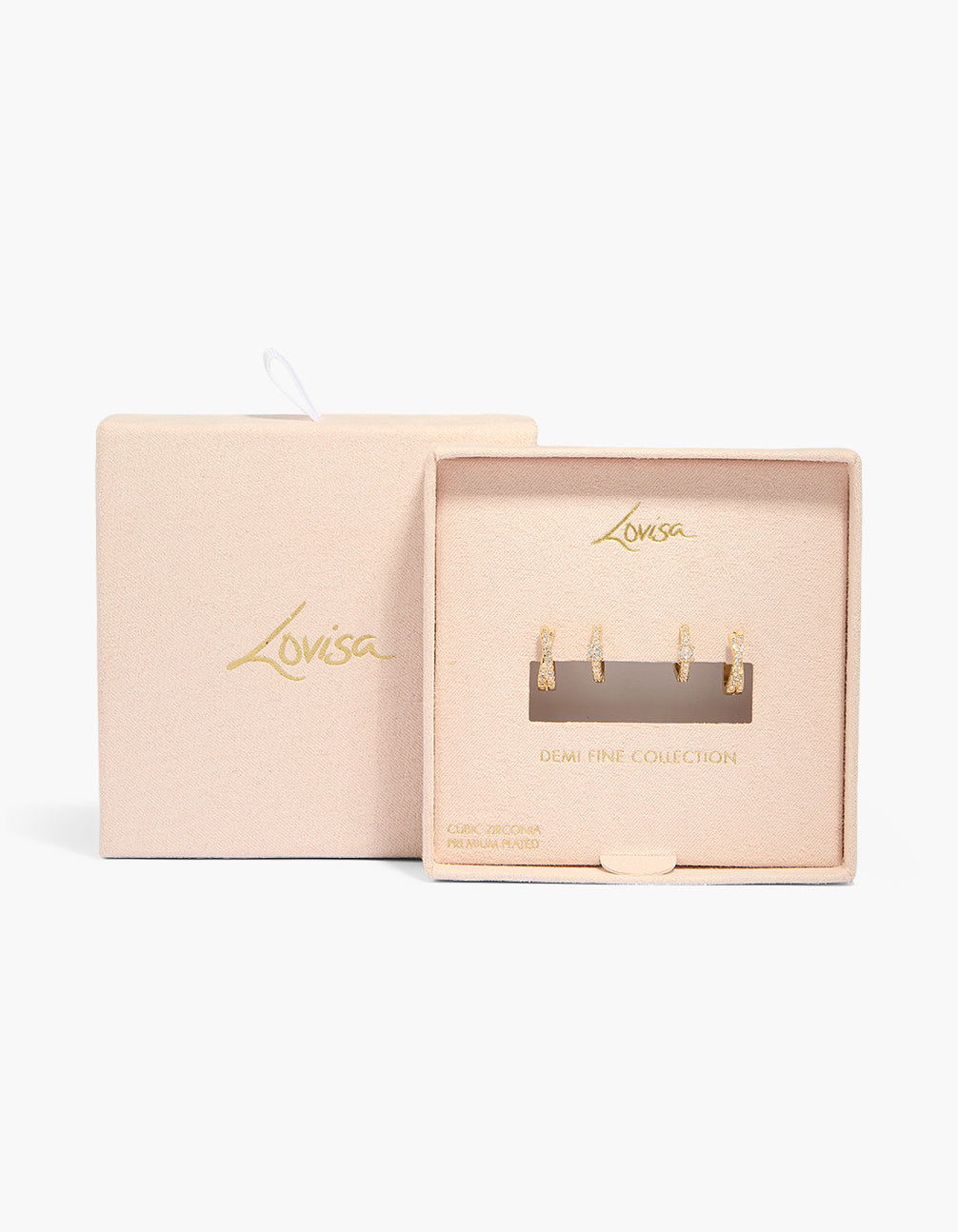 Gold Plated Cubic Zirconia & Criss Cross Huggie Earrings 2-Pack