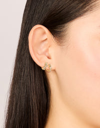 Gold Plated Cluster Cubic Zirconia Huggie Earrings 2-Pack - link has visual effect only