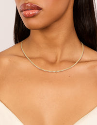 Gold Plated Tiny Cubic Zirconias Tennis Necklace - link has visual effect only