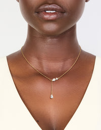 Gold Plated Cubic Zirconia Trio Y-Necklace - link has visual effect only