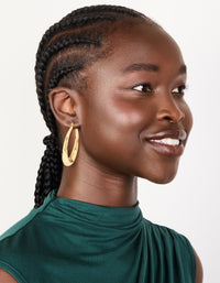 Gold Plated Thick Thin Hoop Earrings - link has visual effect only