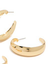 Gold Plated Medium Hoop Earrings 2-Pack - link has visual effect only