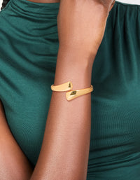 Gold Plated Flat Teardrop Hinged Bangle - link has visual effect only