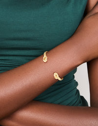 Gold Plated Double Knotted Centre Wrist Cuff - link has visual effect only