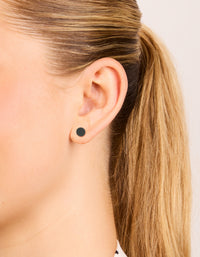 Waterproof Black Coated Metal  Stainless Steel Disc Stud Earrings 6 MM - link has visual effect only