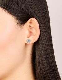 Waterproof Gold Plated Stainless Steel Round 3 Carat Cubic Zirconia Earrings - link has visual effect only