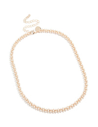 Rose Gold Plated Mini Pearls Fireball  Necklace - link has visual effect only
