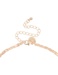 Beautiful rose gold plated cubic zirconia bezel set layered chain Y-necklace with statement styling clasp detail view - link has visual effect only