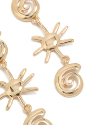 Crafted with statement gold shell and sun drop earrings featuring celestial charm and ocean-inspired design post detail view - link has visual effect only
