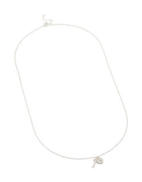 Elegant heart and key pendant necklace with charm accents crafted from sterling silver in a lustrous silver tone front view - link has visual effect only