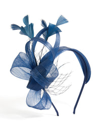 Dark Blue Feather Loop Net Fascinator - link has visual effect only