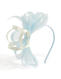 White & Light Blue Feather Fascinator - link has visual effect only
