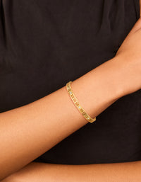 Waterproof Gold Plated Stainless Steel Cubic Zirconia Roman Numeral Hinged Bangle - link has visual effect only