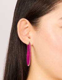 Hot Pink Threaded Hoop Earrings - link has visual effect only