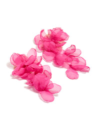 Discover statement drop earrings featuring floral design in hot pink and light pink front view - link has visual effect only