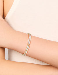 Gold Plated Cubic Zirconia Stretch Tennis Bracelets 2-Pack - link has visual effect only