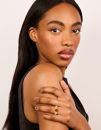 Gold Plated Cubic Zirconia Clear & Brown Puffy Rings 2-Pack - link has visual effect only