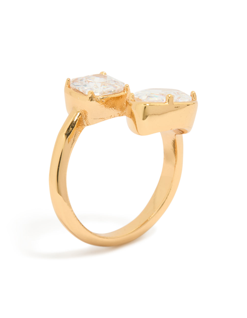 Designed with waterproof gold plated stainless steel and double cubic zirconia wrap ring side detail view