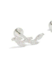 Crafted from waterproof stainless steel, these crawler studs feature with marquise cut cubic zirconia stones and flat back closure close up view - link has visual effect only