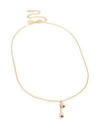 Discover this waterproof gold plated stainless steel pink tulips pendant necklace with floral in dainty style front view - link has visual effect only