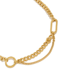 Elevate your look with this waterproof gold plated stainless steel mixed shape T and O necklace featuring statement style close up view - link has visual effect only