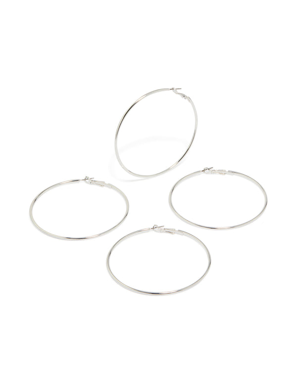 Discover silver large hoop earrings in a 2-pack and classic closure front view