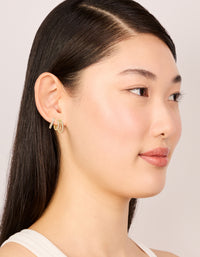 Gold Plated Cubic Zirconia Huggies & Illusion Hoop Earrings 2-Pack - link has visual effect only