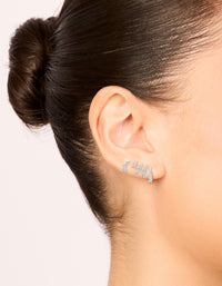 Silver Plated Cubic Zirconia Mini Trio Stud & Huggie Earrings 3-Pack - link has visual effect only