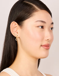 Gold Plated Cubic Zirconia & Crescent Moon Hoop Earrings 3-Pack - link has visual effect only