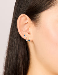 Gold Plated Mixed Cut Blue Cubic Zirconia Mini Earrings 3-Pack - link has visual effect only