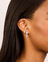 Silver Plated Double Marquise & Oval Cubic Zirconia Flat Back Studs Pack - link has visual effect only