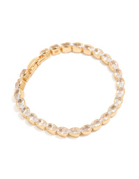 Gold Plated Brass Oval Cubic Zirconia Tennis Bracelet - link has visual effect only