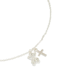 Tweens Stainless Steel Bear & Cross Charm Necklace - link has visual effect only